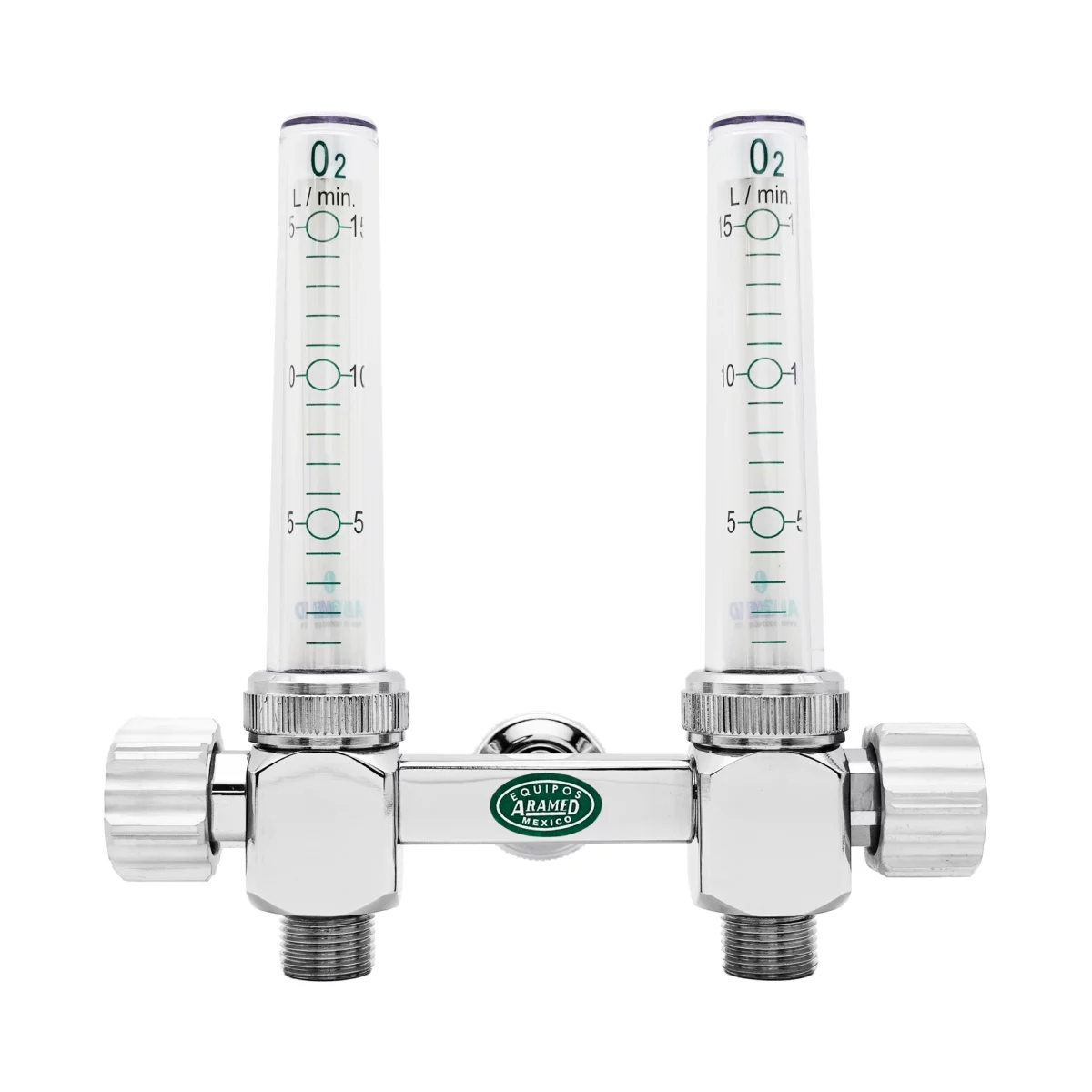 Flujometro Doble Aramed para Oxigeno - conexión Aramed / AGA