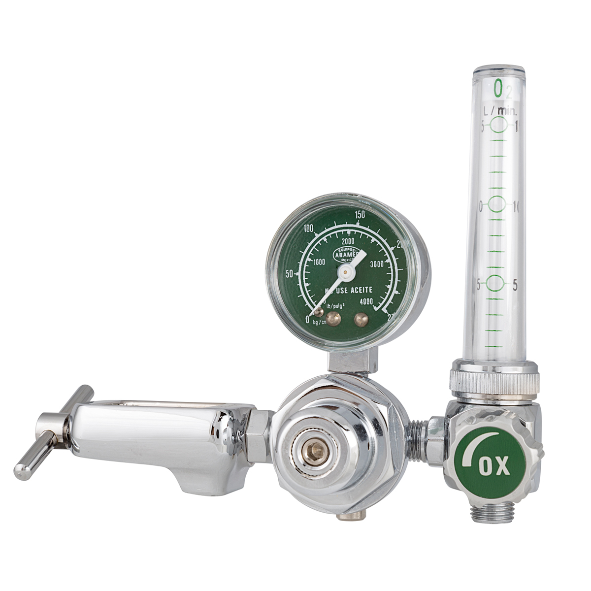 Regulador Piccolo Aramed con Flujómetro 0-15 L.P.M. y Yugo